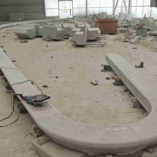 泸州 芝麻白花岗岩弧形花坛石，坐凳石