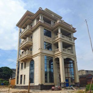 泸州 黄金麻花岗岩石材别墅外墙干挂搭配（雕花栏杆花瓶柱门楼罗马柱）