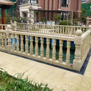 泸州黄金麻花岗岩石材栏杆，扶手，将军柱，花瓶柱