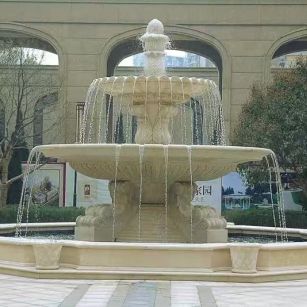 泸州 黄金麻花岗岩异型加工——户外庭院石雕流水喷泉