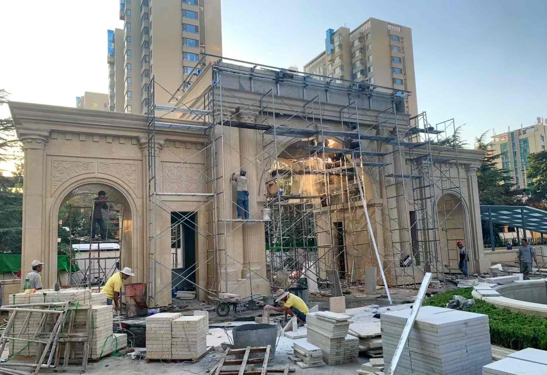 泸州 黄金麻荔枝面花岗岩小区门楼外墙干挂