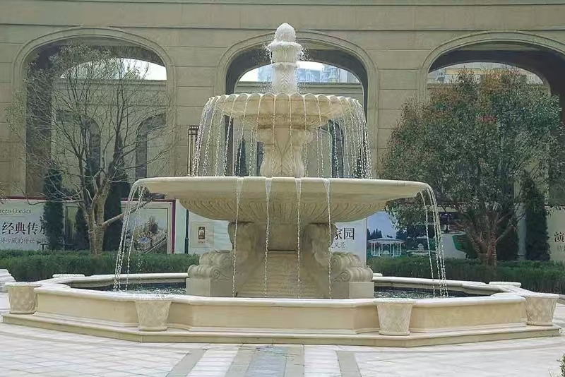 泸州 黄金麻花岗岩异型加工——户外庭院石雕流水喷泉