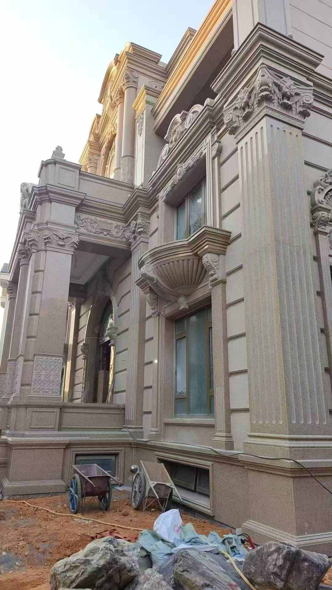 泸州 黄金麻花岗岩光面别墅外墙干挂施工完成